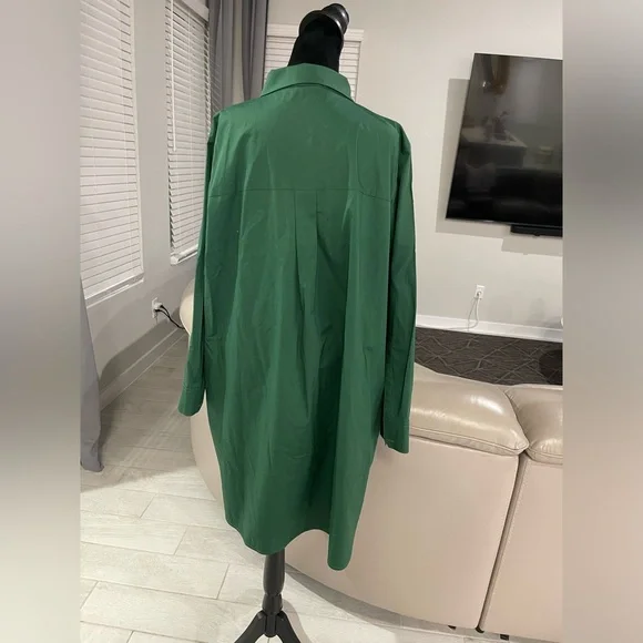 Universal Standard half button Green cotton Midi Dress M 18/20